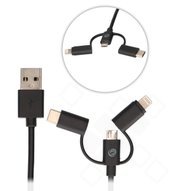anco 3in1 USB-A auf microUSB + USB-C auf Lightning Daten- und Ladekabel MFI 1m - black 4051805652761 AN-200DC
