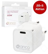 anco mini Wall Charger USB-C Power Delivery 20W - white 20+5 Aktion 4051805885527