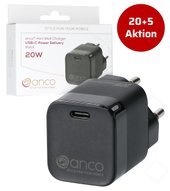 anco mini Wall Charger USB-C Power Delivery 20W - black 20+5 Aktion 4051805885541
