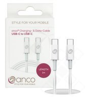 anco USB-C auf USB-C Lade- und Datenkabel 5A 65W 1m - white 4051805929412 AN-171DC